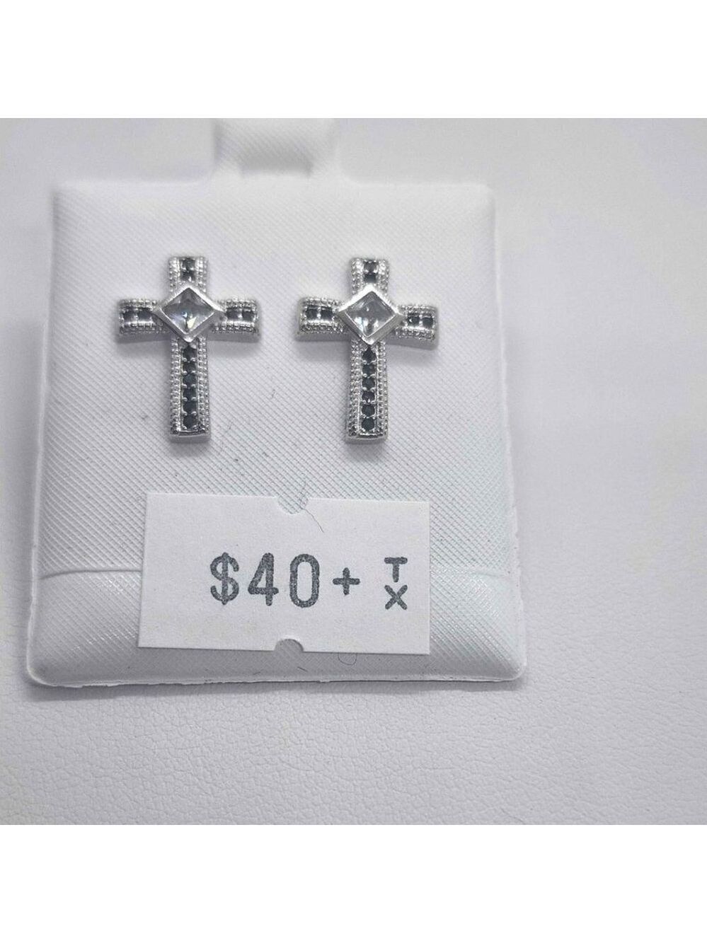 925 Sterling Silver CZ Cross Earrings – Women’s Jewelry, NEW